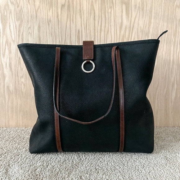 Jack Georges Handbags - Jack Georges Pebbled Leather Black Laptop Tote Bag